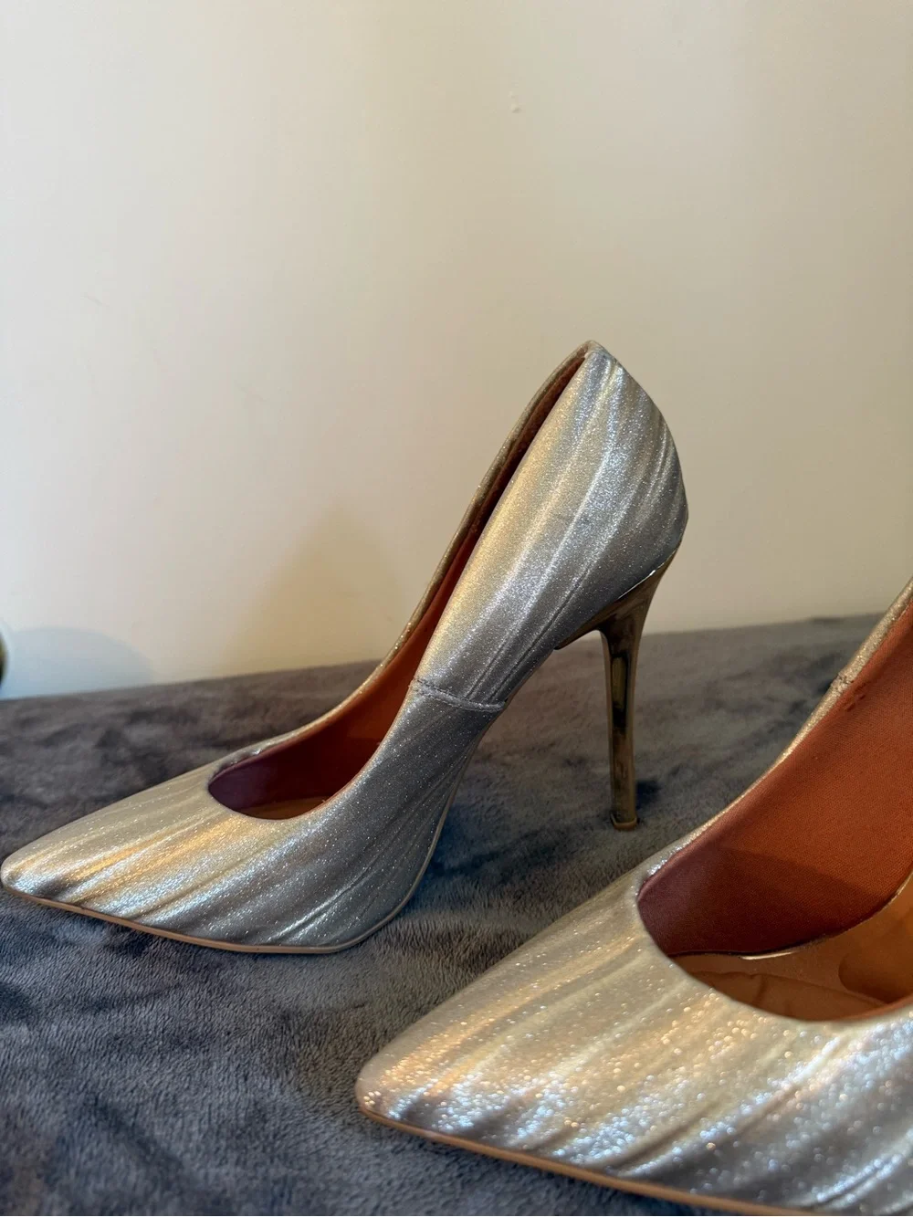 Vizzano Silver Metallic Pointed Stiletto Pumps